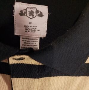 Cream and Black Striped Polo Shirt Knit Fabric